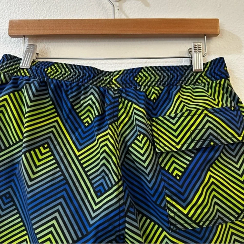 Psycho‎ Bunny Men's Adrian Chevron Zigzag Mesh Liner Swim Trunks Size Small